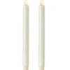 Remote Control Liown 10 Inch Ivory Moving Flame Taper Candle Set - 2