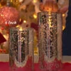 Moving Flame 6 Inch Silver Mercury Glass Flameless Cylinder Candle -Timer