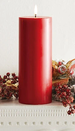 Uyuni 3 Inch X 9 Inch Red Pillar Candle - Remote Ready