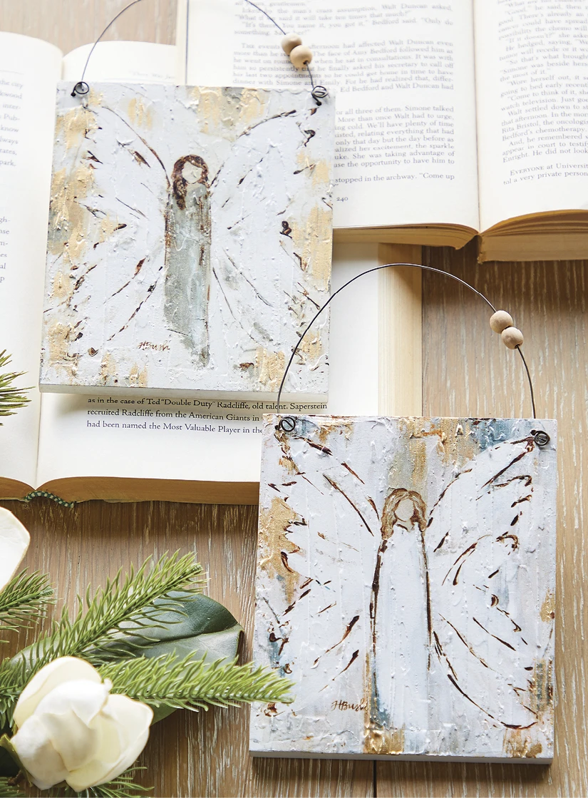 6 Inch Angel Wooden Ornament Set Of 2 1 6 Inch Angel Wooden Ornament Set Of 2