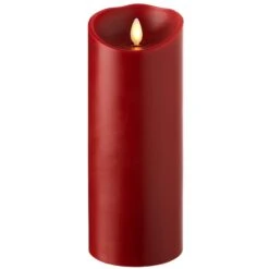 Moving Flame Red Candle Battery Operated 3.5 X 9 Timer - Remote Ready