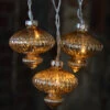 Battery Operated Set Of 10 Gold LED Mercury Glass Lights