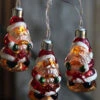 Battery Operated Antique Santa Glass String Lights - 10 Lights