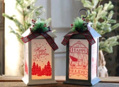 13 Inch Battery Operated Lighted White Holiday Lantern With Realistic Flame Effect -Christmas Decoration Discount 2421970 white and grey