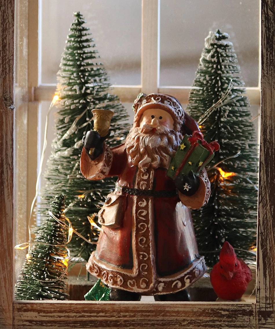 Battery Operated Lighted Wood Lantern - Santa Clause Christmas Scene 15.25 Inch 2 Battery Operated Lighted Wood Lantern - Santa Clause Christmas Scene 15.25 Inch - Image 2