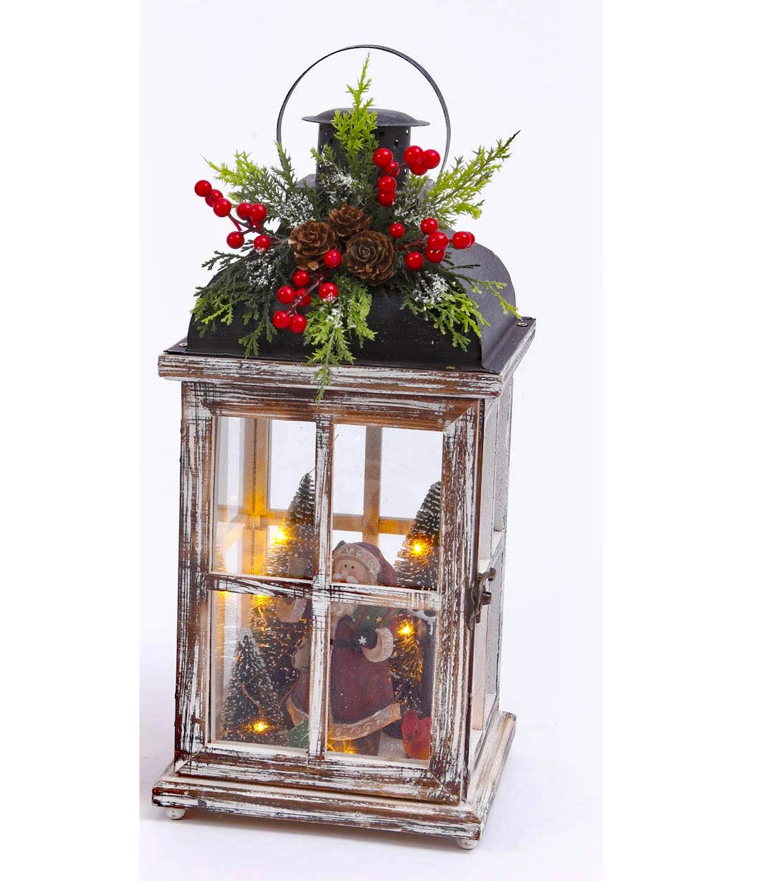 Battery Operated Lighted Wood Lantern - Santa Clause Christmas Scene 15.25 Inch 5 Battery Operated Lighted Wood Lantern - Santa Clause Christmas Scene 15.25 Inch - Image 5