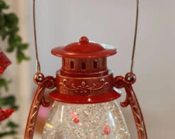 Red Hurricane With Santa And Sleigh Lighted Water Lantern - Timer -Christmas Decoration Discount 2429050 detail top