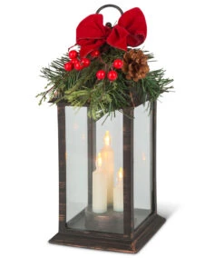 Holiday Flameless Candle Lantern 3 Tapers - Antique Bronze 12.5 Inch -Christmas Decoration Discount 2441450 holiday lantern