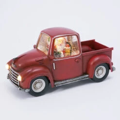 Lighted Red Truck Water Lantern With Santa In Swirling Glitter -Christmas Decoration Discount 2498930 truck