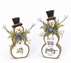 Set Of 2 White Resin Snowmen With Pine And Bows - -Christmas Decoration Discount 2532260 resin snowmen