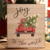 Battery Operated Lighted Wood Block Christmas Sign - 8.5 Inch