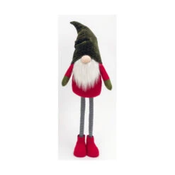 Holiday Gnome With Extendable Legs - Green Hat, Striped Legs - 46 Inch -Christmas Decoration Discount 2597740 green hat