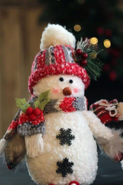 Plush Winter Snowmen Set Of 3 Assorted - 14 Inch -Christmas Decoration Discount 3 snowmen short hat