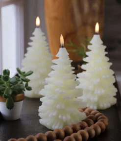 Uyuni 4.25 X 8 Inch Ivory Christmas Tree Candle - Remote Ready -Christmas Decoration Discount 3 trees for boc