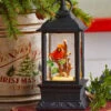 9.5 Inch Lighted Cardinal Glitter Water Lantern Battery Operated - Timer