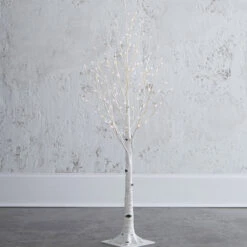 4.5 Foot Lighted Birch Tree - Indoor Outdoor - Steady And Twinkle Functions