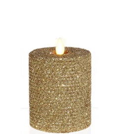 4 Inch Gold Glittered Honeycomb Wax Flameless Candle -Christmas Decoration Discount 38104 gold