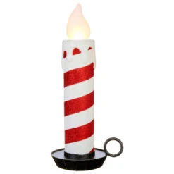22.5 Inch Large Flickering Flame Candycane Striped Glitter Christmas Candle -Christmas Decoration Discount 3916534 raz red and white flickering candle