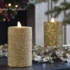 4 Inch Gold Glittered Honeycomb Wax Flameless Candle