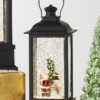 8.75 Inch Santa And Snowman Lighted Water Lantern With Swirling Glitter USB And Timer- NEW 2020