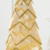 14 Inch Geometric Lighted Tree With Gold Swirling Glitter