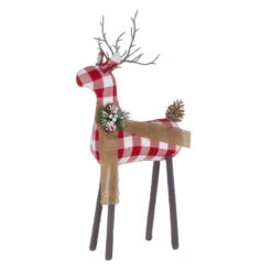 Red And White Buffalo Checked Plaid Deer - 19.25 Inch -Christmas Decoration Discount 4116244