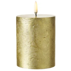 Uyuni 3 Inch X 5 Inch Gold Textured Pillar Candle - Remote Ready -Christmas Decoration Discount 4134506 main