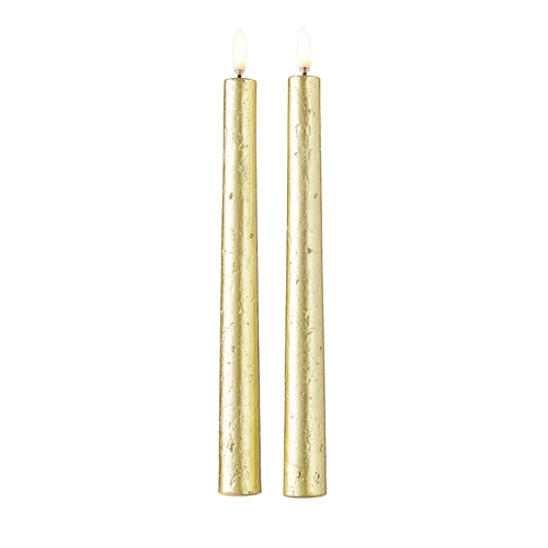 Uyuni 11 Inch Gold Textured Taper Candle Set Of 2 - Remote Ready 2 Uyuni 11 Inch Gold Textured Taper Candle Set Of 2 - Remote Ready - Image 2