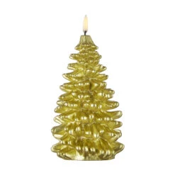 Uyuni 4.25 X 8 Inch Gold Christmas Tree Candle - Remote Ready