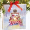 Christmas Picnic 6 Inch Tabletop LED Lighted Print On Canvas With Stand