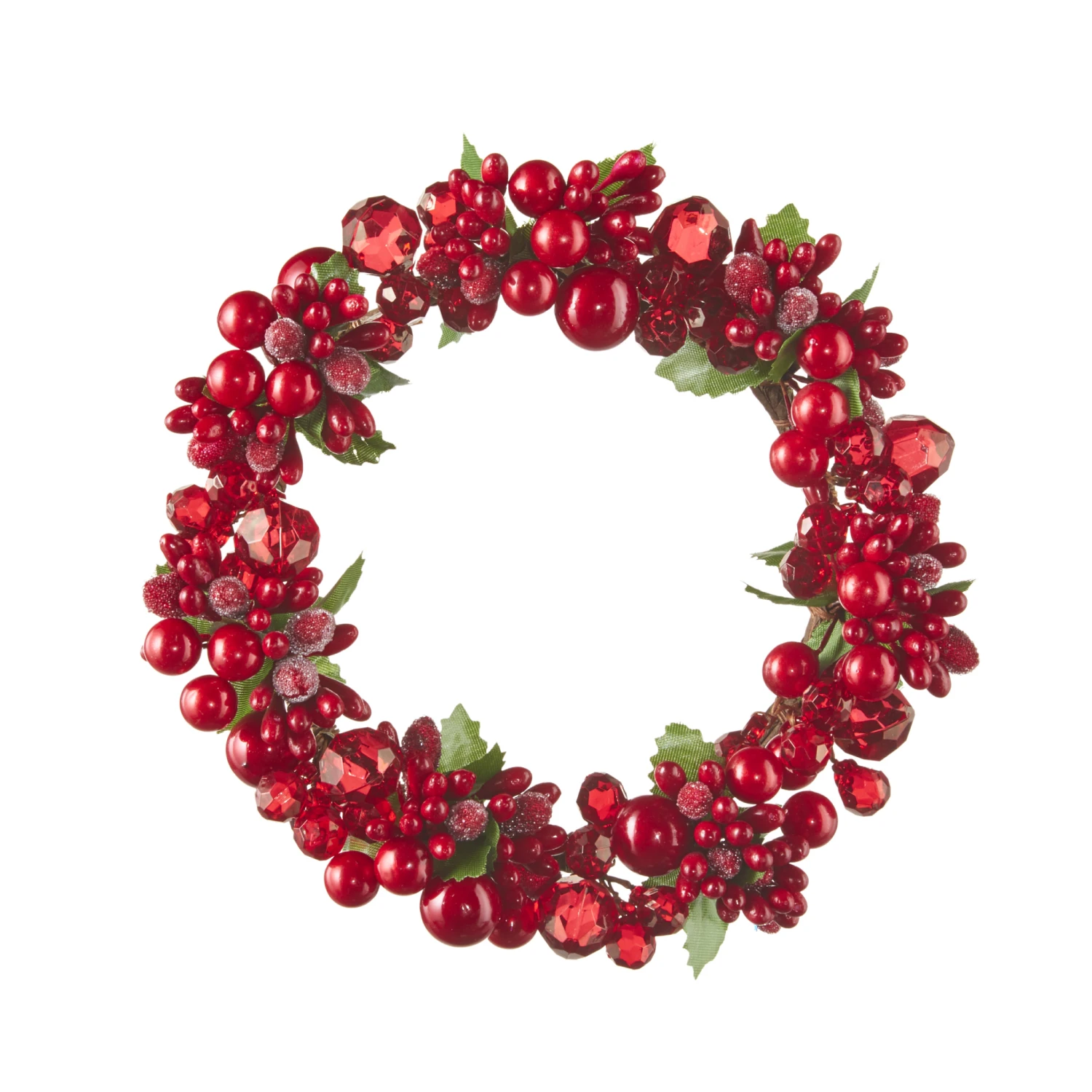 6.5 Inch Red Beaded Mini Wreath - Candle Ring NEW 2022 1 6.5 Inch Red Beaded Mini Wreath - Candle Ring NEW 2022
