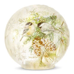 Chickadee Lighted Crackle Ball Battery Operated 6 Inch With Timer - NEW 2023 -Christmas Decoration Discount 4224535 chickadee