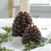 4 X 4 Moving Flame Frosted Brown Pinecone Candle - NEW 2023