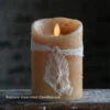 Moving Flame Primitive Oatmeal Candle Battery Operated 3.5 X 5 - Timer - Remote Ready