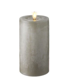 Moving Flame Candle 7 Inch Grey Flat Top Chalk Finish Timer - Remote Ready