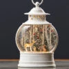 Deer With Forest Animals Snow Globe In White Water Lantern