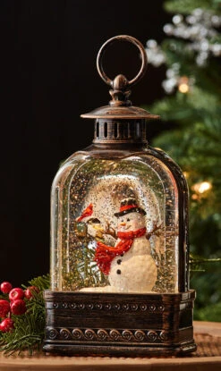 Snowman With Mailbox Lighted Water Lantern - NEW 2023 - USB Included