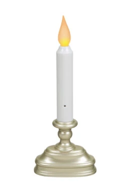 Dual Amber / Warm White LED Window Candle - Pewter
