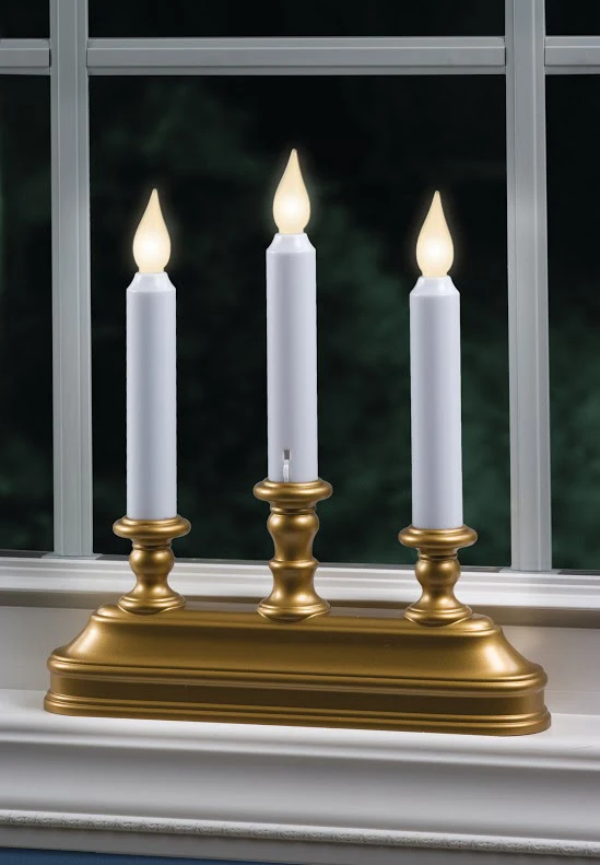 Antique Gold 3-Tier Battery Operated Window Candle 1 Antique Gold 3-Tier Battery Operated Window Candle