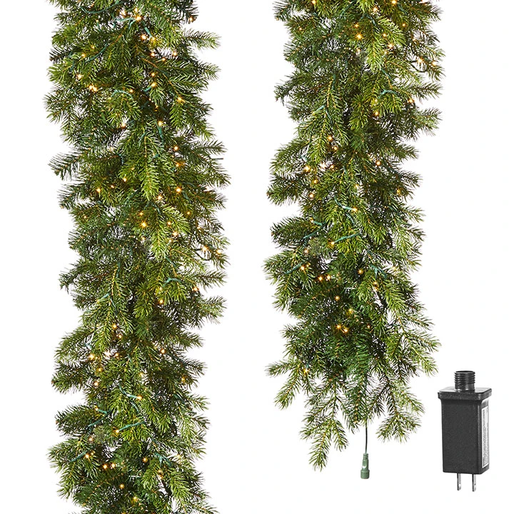 9 Foot Pre Lit Pine Garland With 480 Warm White Lights Connectable End To End 1 9 Foot Pre Lit Pine Garland With 480 Warm White Lights Connectable End To End