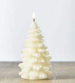 Uyuni 4.25 X 8 Inch Ivory Christmas Tree Candle - Remote Ready
