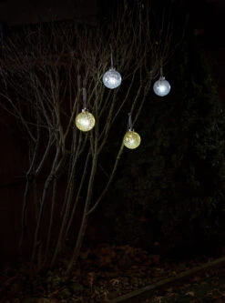 Illuminating Gold Outdoor LED Pulsing 5" Globe - Battery Powered Light Sensor -Christmas Decoration Discount WP550 WP540 inuse night