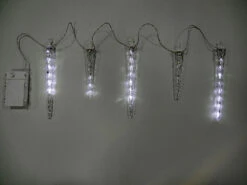 Meteor Light Icicle 5 Lights - 6 Hour Timer Battery Operated -Christmas Decoration Discount X12LIC1348 final