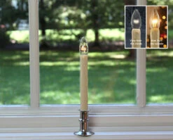 Ultra Bright Adjustable LED Cordless Window Candle Dual Sided Bulb - Timer - Brush Nickel Finish