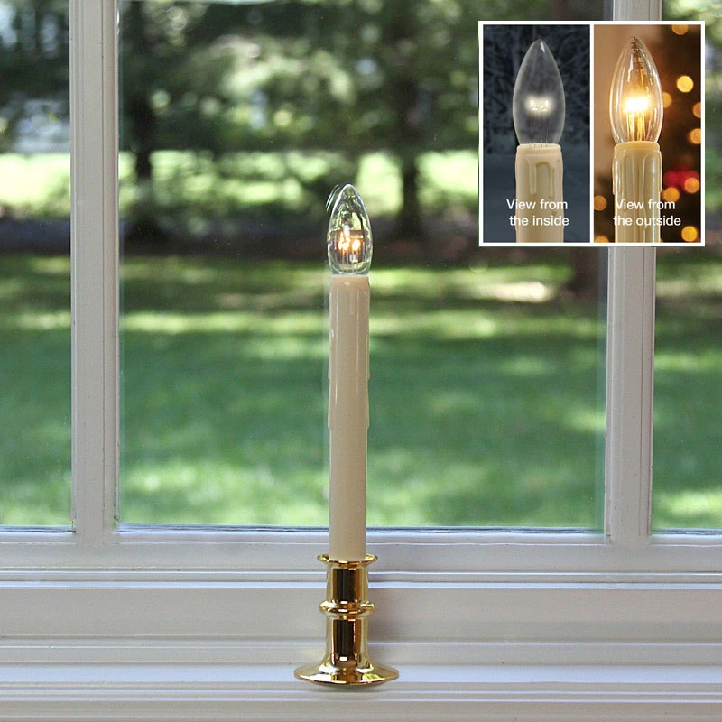 Ultra Bright Adjustable LED Cordless Window Candle Dual Sided Bulb - Timer - Brass Finish 1 Ultra Bright Adjustable LED Cordless Window Candle Dual Sided Bulb - Timer - Brass Finish