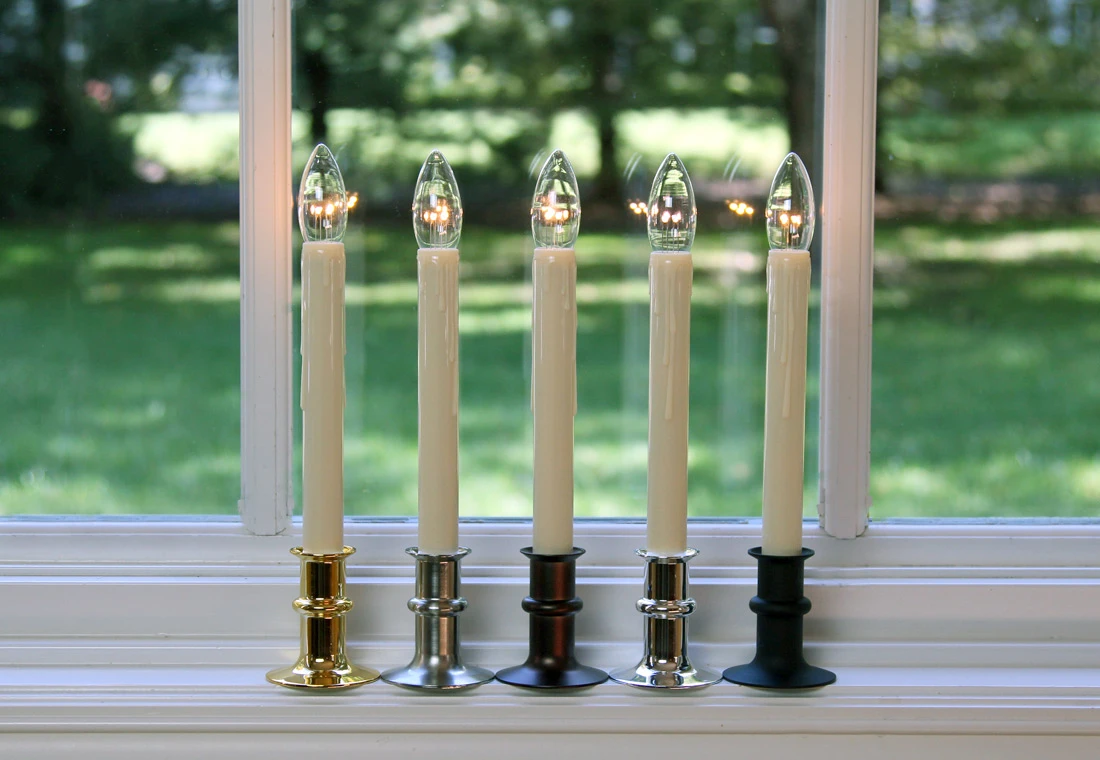 Ultra Bright Adjustable LED Cordless Window Candle Dual Sided Bulb - Timer - Brass Finish 3 Ultra Bright Adjustable LED Cordless Window Candle Dual Sided Bulb - Timer - Brass Finish - Image 3
