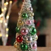 Bottle Brush Tree With Ornaments And Wood Base - 10 Inch