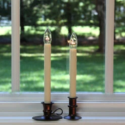 Ultra Bright Adjustable LED Cordless Window Candle Dual Sided Bulb - Timer - Bronze Finish -Christmas Decoration Discount bronze finish 2 styles cordless candles
