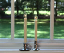 Ultra Bright Adjustable LED Cordless Window Candle Dual Sided Bulb - Timer - Brush Nickel Finish -Christmas Decoration Discount brushed nickel both styles large 1