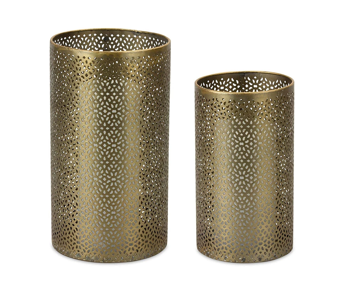 Metal Candle Holder Set Of Two 8 Inch Tall, 10 Inch Tall Bronze Color 1 Metal Candle Holder Set Of Two 8 Inch Tall, 10 Inch Tall Bronze Color